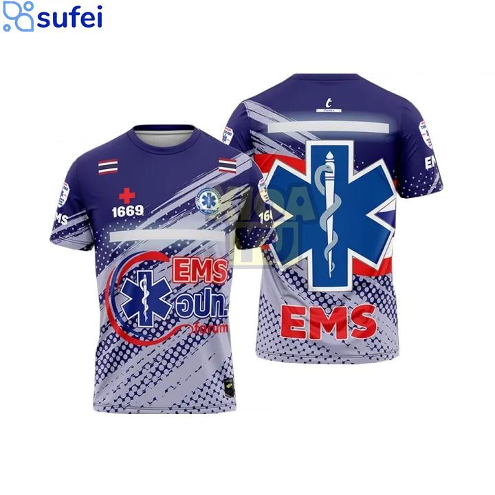 เสื้อ EMS อาสาสมัคร มูลนิธิป่อเต็กตึ๊ง เนื้อผ้าคุณภาพดี กันลื่นสบาย