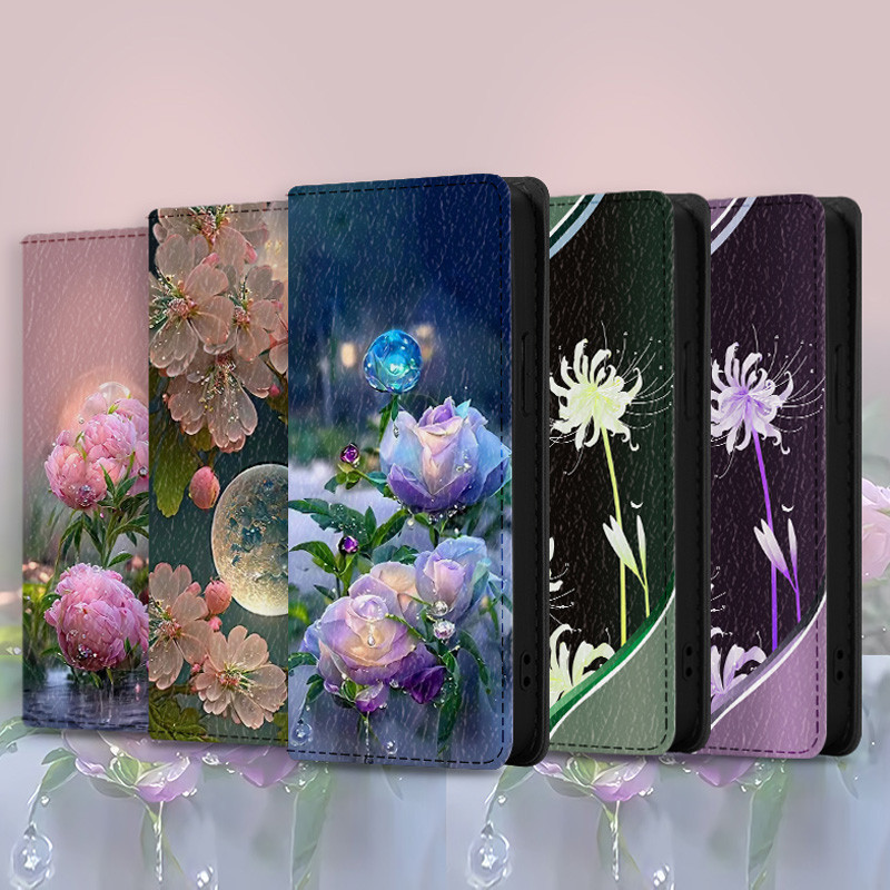 หนังเหมาะสําหรับ iPhone 15 Plus 14 Pro max Retro Flower เคสโทรศัพท์แบบรวมทุกอย่าง i14 i15 Apple