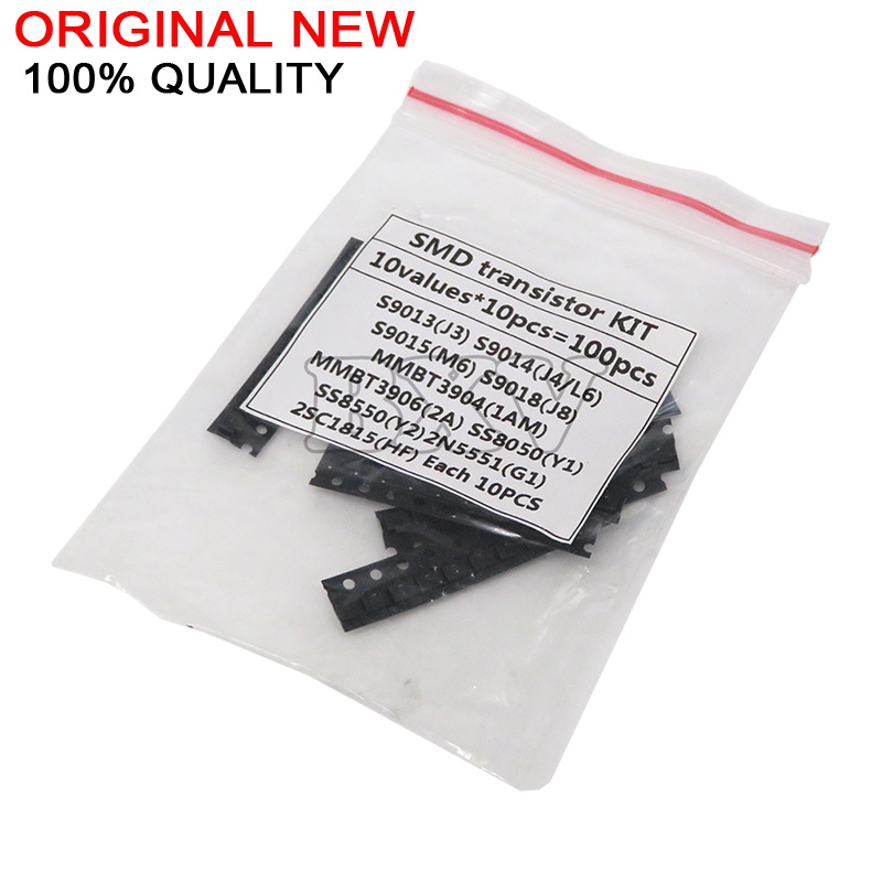 10Kidds X10pcs=100pcs SOT-23 ชุดทรานซิสเตอร์ SMD S9013 S9014 S9015 S9018 MMBT3904 MMBT3906 SS8050 SS