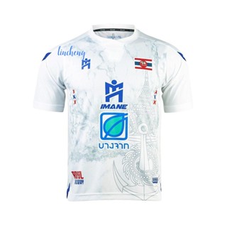 เสื้อกีฬาแขนสั้น ลายทีมชาติไทย Royal Thai Navy Thailand Futsal League 2022-23 ชุดเหย้า สีขาว สีเหลือง สีแดง สีดํา