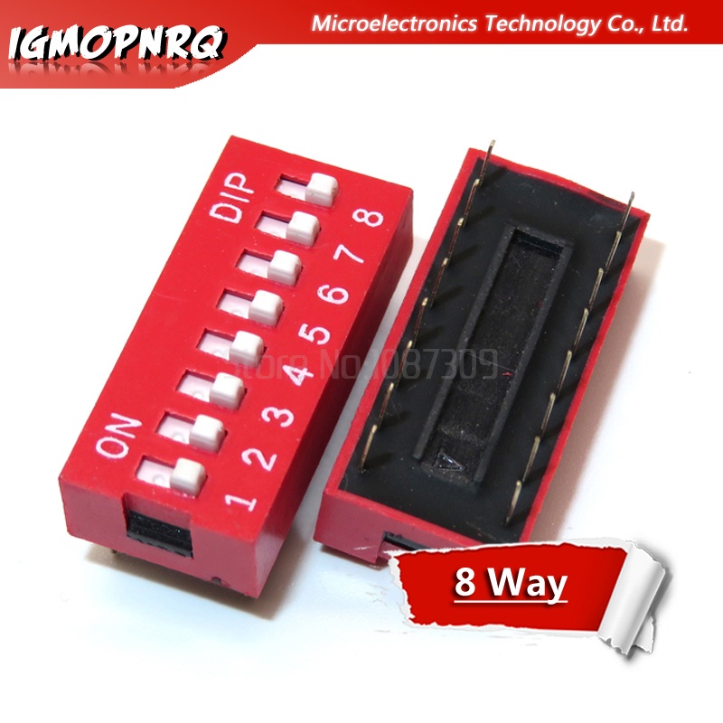 10PCS DIP Switch 8 Way 2.54mm Toggle Switch Red Snap Switch อิเล็กทรอนิกส์