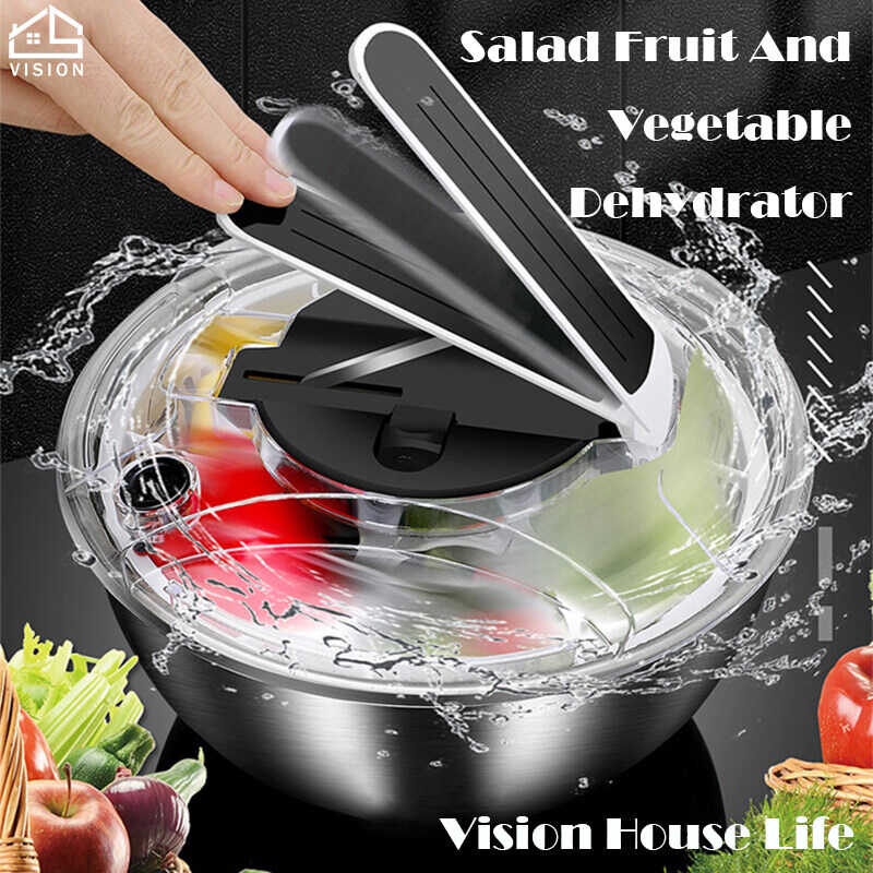 Vision Multifunctional Press Type Dehydrator ผักผลไม้ตะกร้าระบายน้ำด้วยต