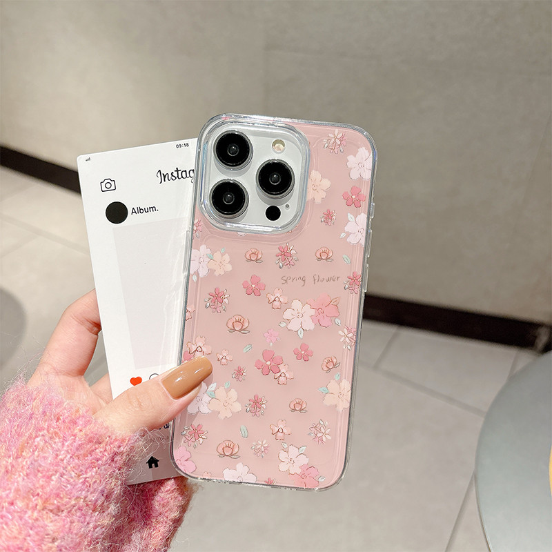 SAMSUNG แฟชั่นดอกไม้สีชมพูสดเคสโทรศัพท์สําหรับsamsung A02 A02S A03 A04 A04S A05 A05S A10 A10S A11A12 A13 A14 A15 A16 A20 A20 A20S A21S A23 M02 M10 นุ่ม