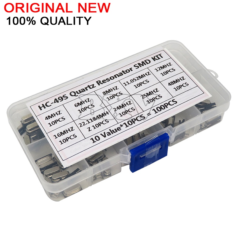 ชุดออสซิลเลเตอร์คริสตัล 10Values HC-49S 4MHz 6MHz 8MHz 12MHz 16MHz 24MHz 25MHz 48MHz 2Pin Diy