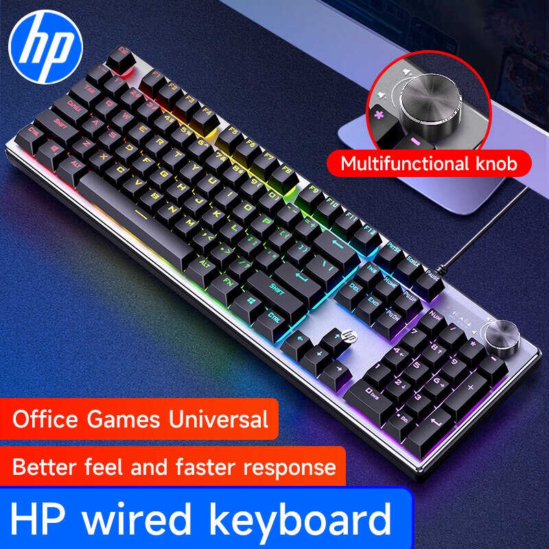 HP K500 Mechanical RGB Backlit Wired 104 Keys Gaming For Laptop Computer Desktop PC Keyboard