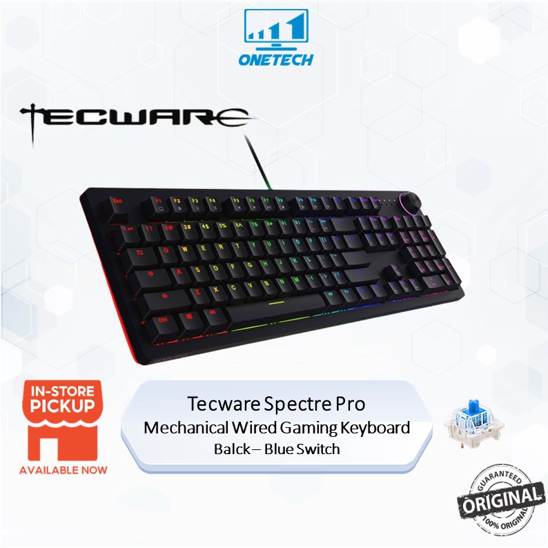 Tecware Spectre Pro คีย์บอร์ดเกมมิ่ง มีสาย 104 คีย์ RGB LED Outemu Switch 1.8 ม. USB-C