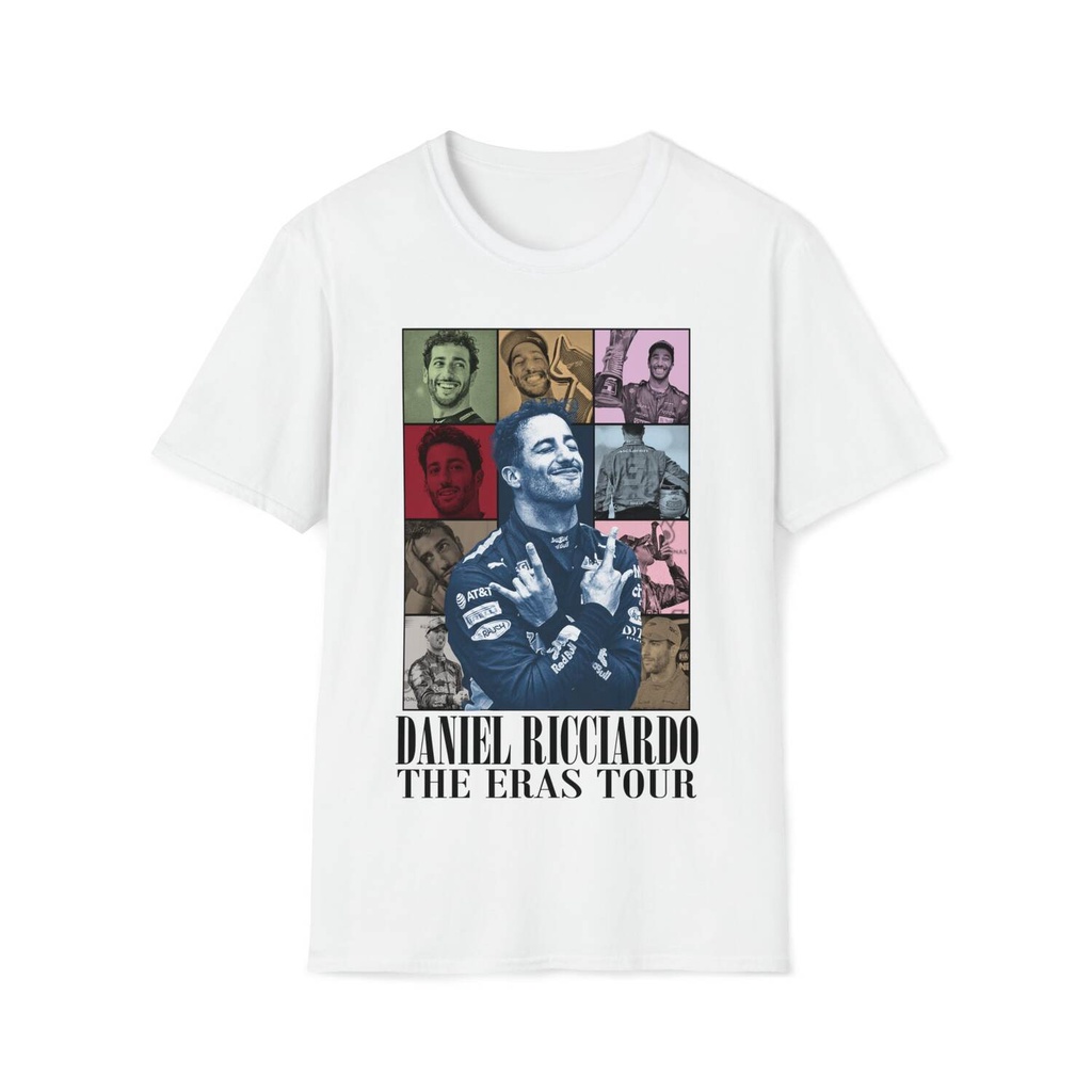 เสื้อยืด แบบนิ่ม พิมพ์ลาย Daniel Ricciardo The Eras สําหรับผู้ชาย และผู้หญิง