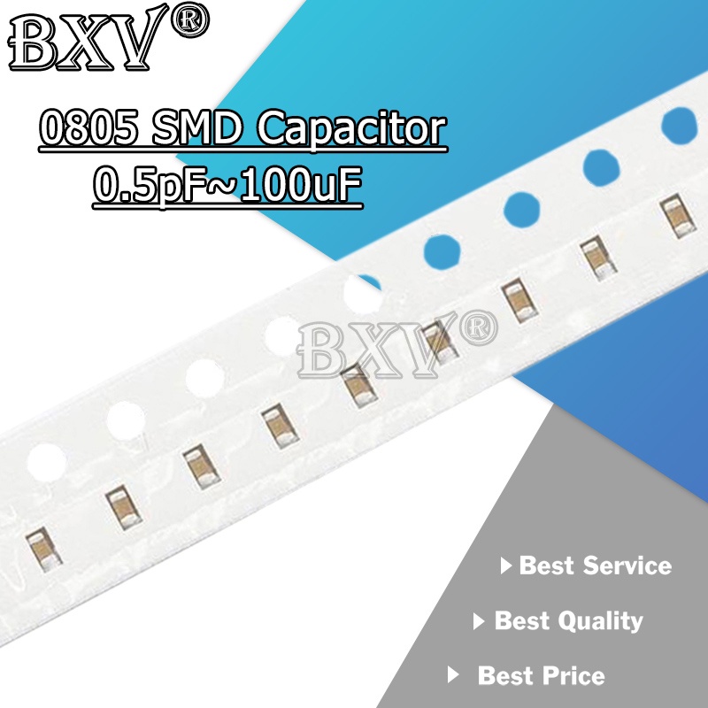 ชิปตัวเก็บประจุเซรามิก 0805 SMD 0.5pf - 100PF 1PF 3PF 6PF 10pf 22pf 39PF 47PF 100PF 100 ชิ้น