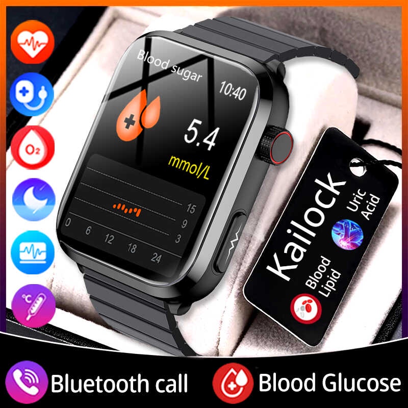 Sugar Smart Watch Health Blood Lipid Uric Acid Monitor Ecg+Ppg Sports Watches Bluetooth Smartwatch