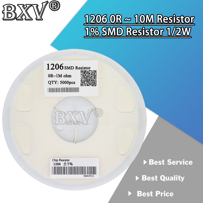 5000PCS 1206 ตัวต้านทาน SMD ความแม่นยํา 1% 0 โอห์ม ~ 9.1R โอห์ม 1R 2R 2.2R 3R 3.6R 4.7R 5.1R 6.2R 9.