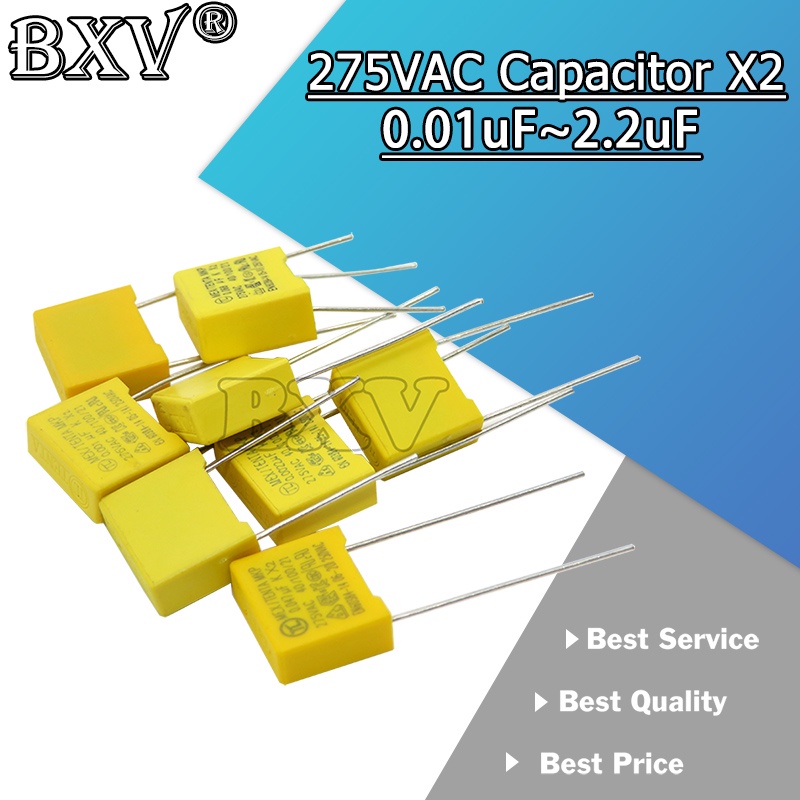 10 ชิ้น/ล็อต 275VAC Capacitor X2 Series 0.01UF ~ 2.2UF Polypropylene Film Capacitor ใหม่ 10nf 100nf 