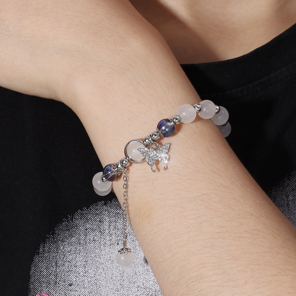 เครื่องประดับ สร้อยข้อมือ ลูกปัด จี้ผีเสื้อ สามารถปรับได้ เหมาะกับของขวัญ สไตล์เกาหลี โบฮีเมียน แฟชั่นสําหรับผู้หญิง Y2K