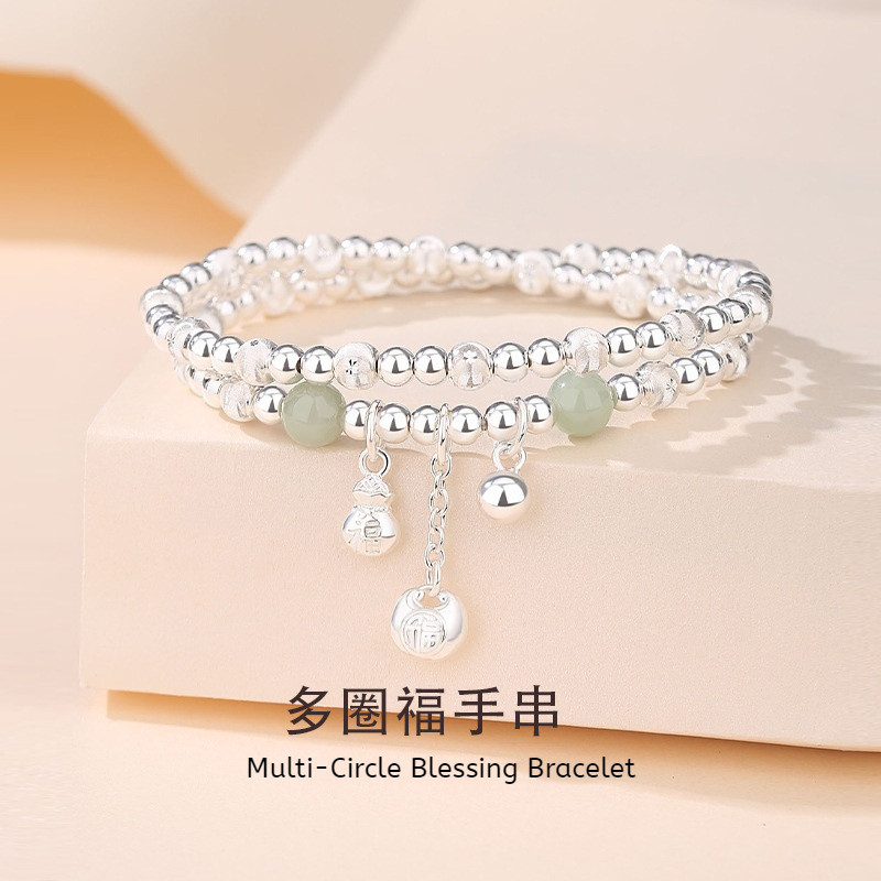 Jf Multi-Circle 999 สร้อยข้อมือเงินสเตอร์ลิงสาว All-Match Niche High-End หญิงใหม่จีนเครื่องประดับขอ