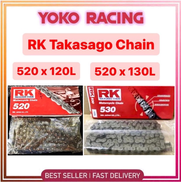 คุณภาพดี Rantai RK Takasago Chain Japan 520 X 120L / 530 X 120L 120 L 520-120L 530-120L ยี่ห้อ RK Re