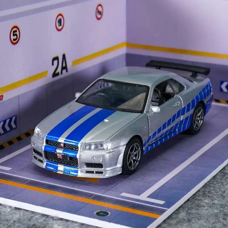 JKM 1:36 Nissan GTR R34 รถDiecastsของเล่นรถรุ่นMiniature Scaleรถของเล่น