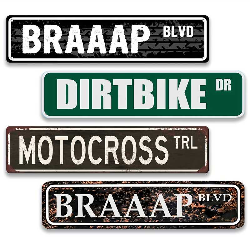 1 ชิ้น DIRTBIKE ป้ายแข่งรถมอเตอร์ไซค์ BMX Braaap Street Motocross Metal Si