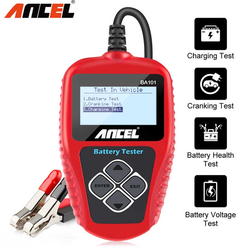 Ancel Ba101 ยานพาหนะ 12V แบตเตอรี่ดิจิตอล 100 ถึง 2000Cca 220Ah วิเคราะห์เครื่องมือทดสอบ