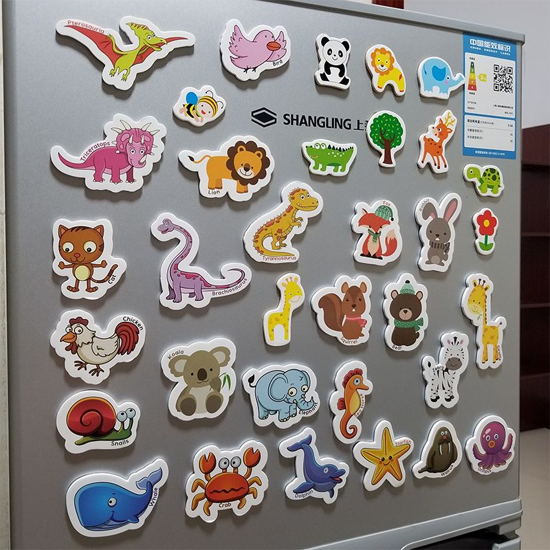 ของเล่นแม่เหล็กติดตู้เย็น ลายการ์ตูนสัตว์ เป็นมิตรกับสิ่งแวดล้อม มี 12 ชิ้น