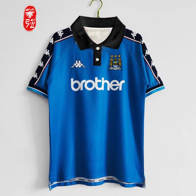 เสื้อกีฬาแขนสั้น ลายทีมฟุตบอล Manchester City 1997 99 Manchester City สไตล์วินเทจ แห้งเร็ว ไซซ์ XS-XXXL สําหรับผู้ชาย