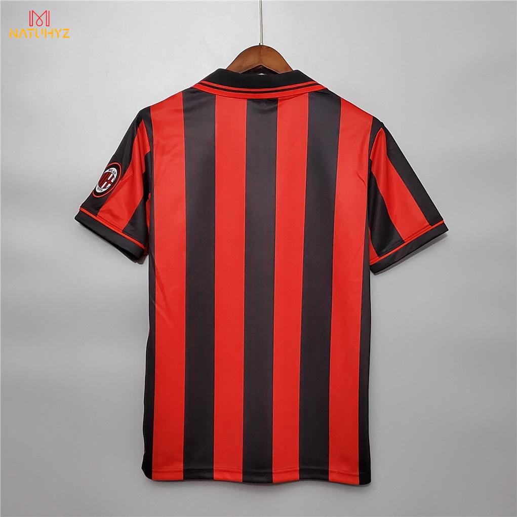 เสื้อกีฬาแขนสั้น ลายทีมชาติฟุตบอล Milan 96-97 ชุดเหย้า สไตล์เรโทร