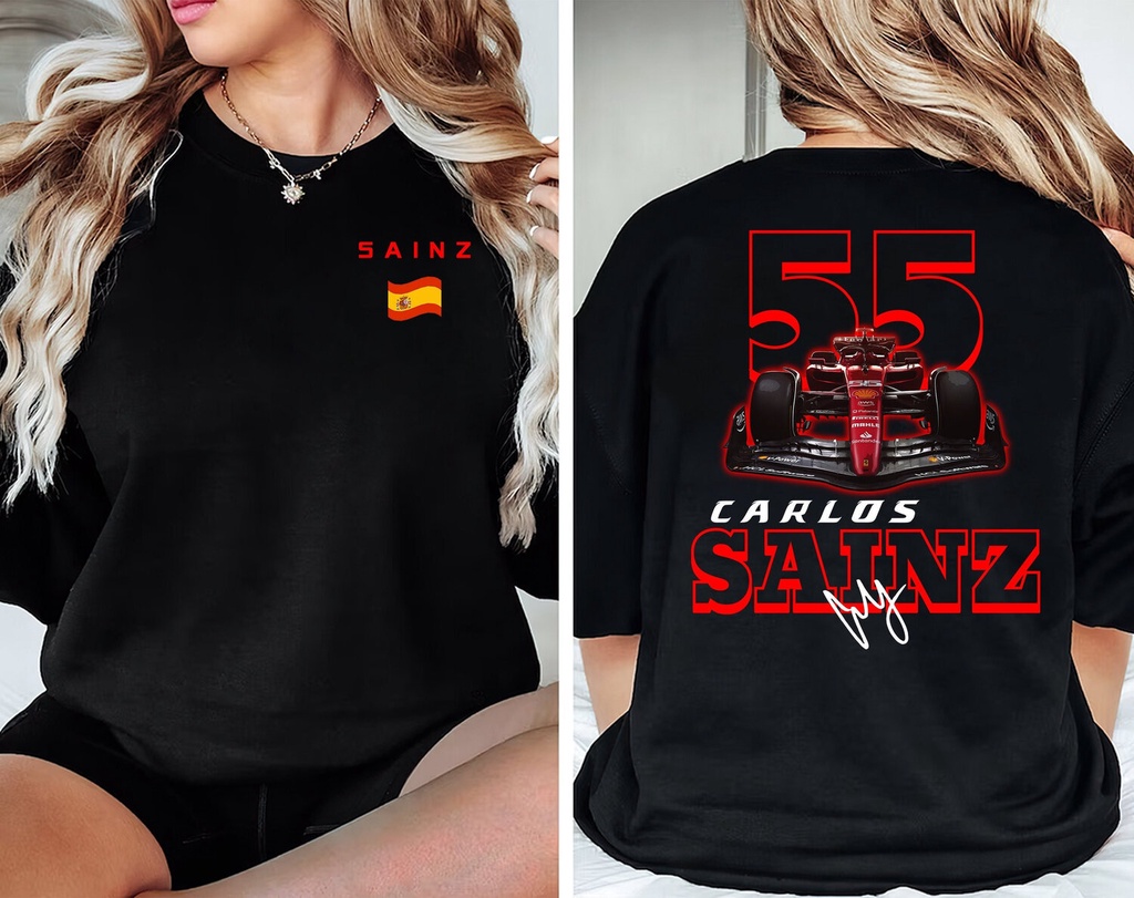 Carlos Sainz Formula One F1 เสื้อยืดแขนสั้นพิมพ์สองด้าน