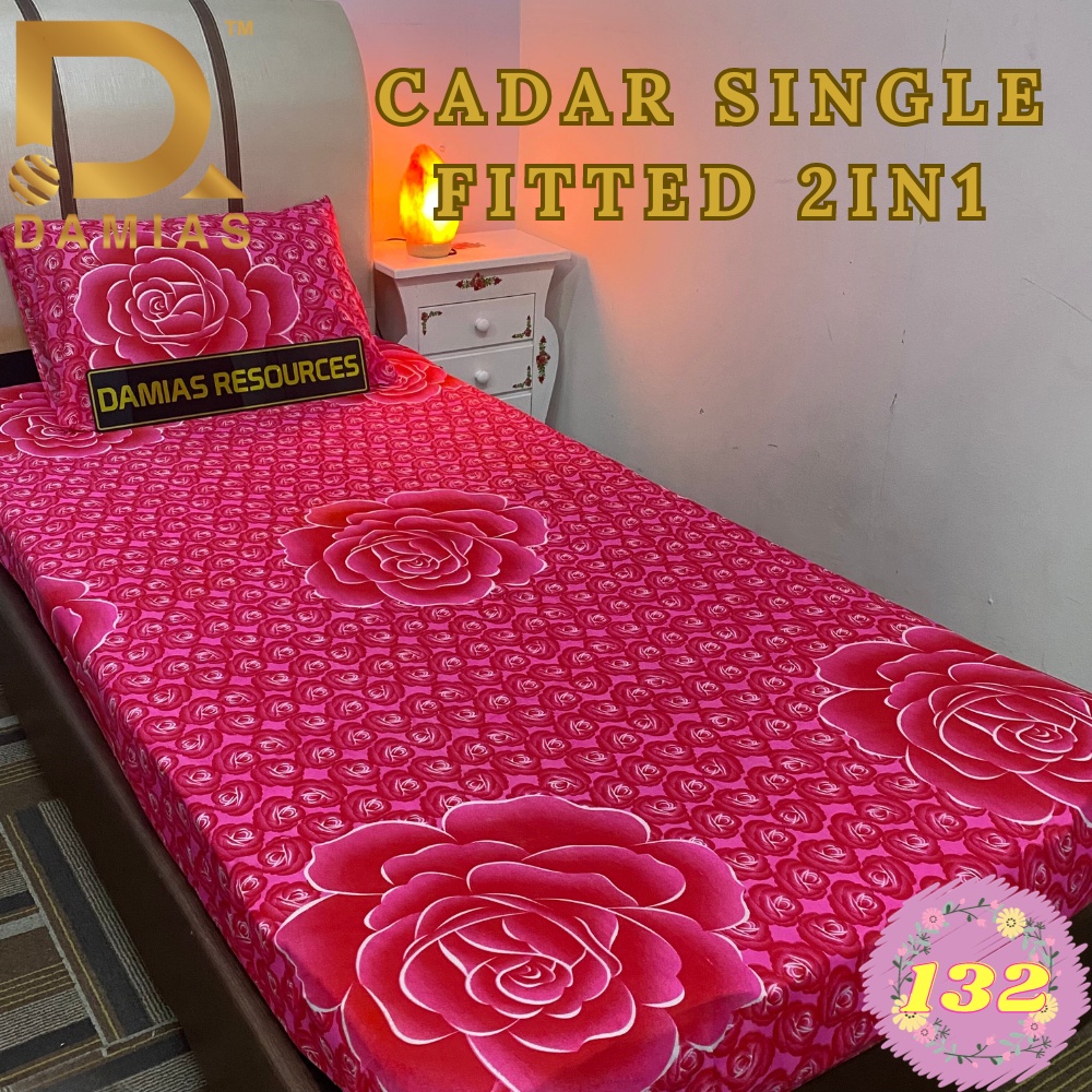 CADAR UMMI COLLECTION FITTED 2 IN 1 BEDSHEET SINGLE GETAH CORAK BUNGA