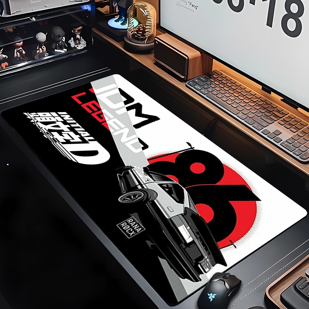 400x900 มังงะสีดําและสีขาว แผ่นรองเมาส์ ขนาดใหญ่ Initial D แผ่นรองเมาส์ ขนาดใหญ่ ยาง คีย์บอร์ด โต๊ะ 