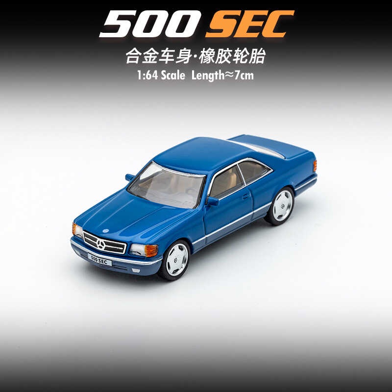 T 1/64 Mercedes-Benz 500SEC รถสปอร์ตโมเดลรถจําลองขนาดขนาดเล็กโมเดลรถเครื่องประดับขนาดเล็กคอลเลกชัน