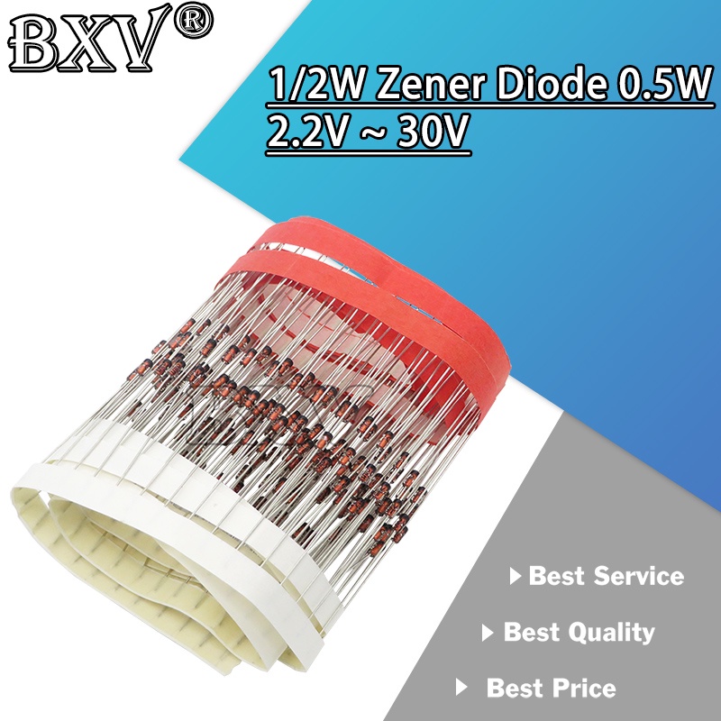 100PCS 1/2W Zener ไดโอด 0.5W 2.2V ~ 30V ใหม่ BZX55C2V2 BZX55C2V4 BZX55C2V7 BZX55C3V3ZX55C3V5C3V3V5C3