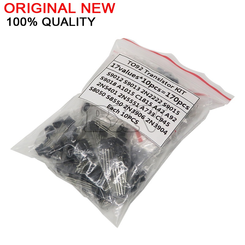 170PCS ทรานซิสเตอร์ Assorted Kit S9012 S9013 S9014 9015 9018 A1015 C1815 A42 A92 2N5401 2N5551 A733 