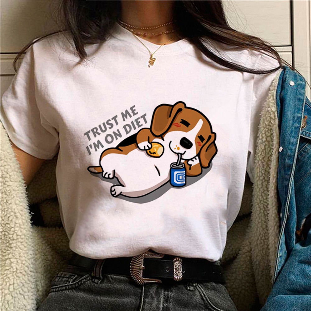 เสื้อยืด พิมพ์ลายกราฟฟิค Beagle สไตล์ฮาราจูกุ สําหรับผู้หญิง