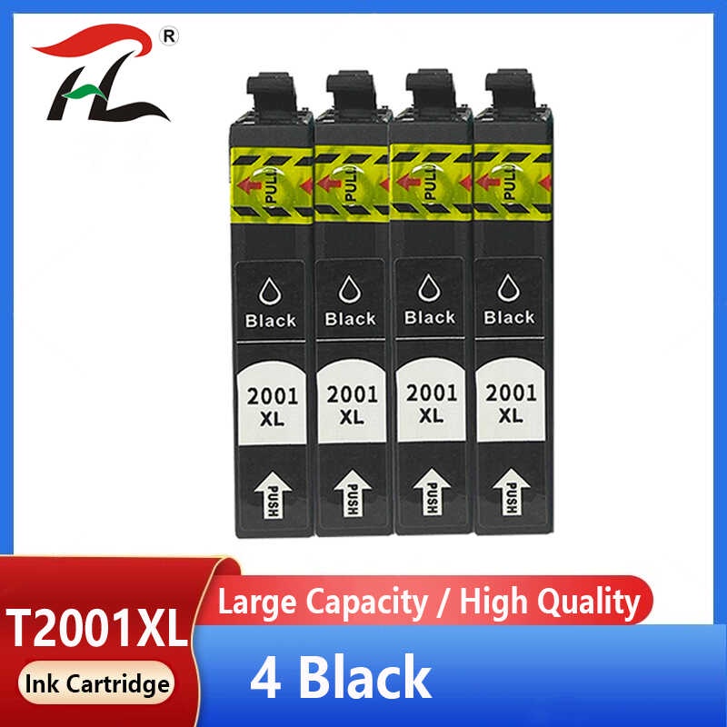ภาพใหญ่: 4Black T2001 T 2001 Epson เปลี่ยนตลับหมึกพิมพ์ T201XL สำหรับพนักงาน W