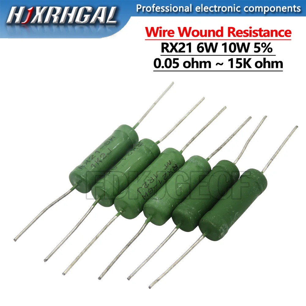 5PCS RX21 6W 180R-15K ตัวต้านทานไขลาน 5% 180R 220R 390R 510R 620R 820R 1K 1.8K 2.2K 3.3K 4.7K 10K 15