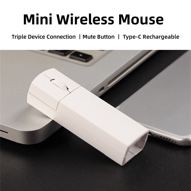 Mini 2.4G Bluetooth Mouse ไร้สาย Type-C ชาร์จ Travel Office Work Mice การเชื่อมต่อ Triple Mode