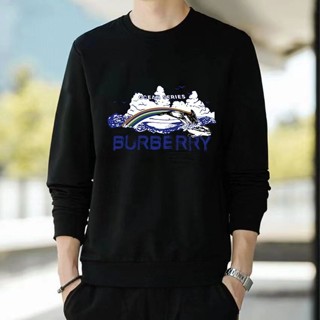 ใหม่ Burberr เสื้อกันหนาว มีฮู้ด ผ้าฝ้ายแท้ ทรงหลวม สําหรับผู้ชาย และผู้หญิง 2023