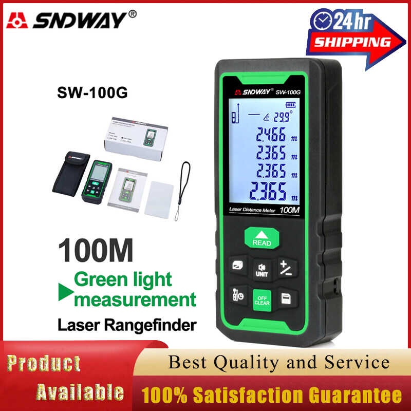 SNDWAY Laser Range Finder 50M 70M 100M Green Light Distance Meter Indoor/Outdoor Trena Lazer Tape M