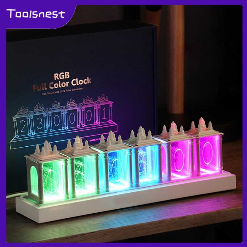 Toolsnest Nixie Tube นาฬิกานาฬิกาตั้งโต๊ะ RGB จอแสดงผล LED