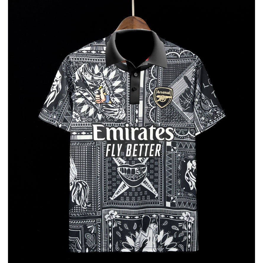 ใหม่ 23/24!! เสื้อกีฬาแขนสั้น ลายทีม Arsenal X Ian Wright Edition Fan & Player Issue POLOS2494