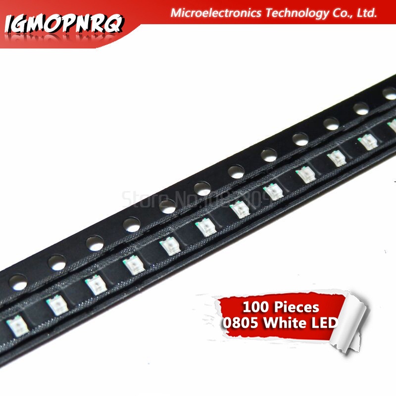 ไดโอดไฟ LED 0805 SMD สีขาว 100 ชิ้น