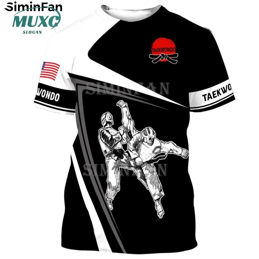 【ฟรีชื่อและตัวเลข】เสื้อเทควันโด พิมพ์ลาย 3D สีแดง สีดํา สไตล์ฮาราจูกุ สําหรับผู้หญิง และผู้ชาย (3 สี)
