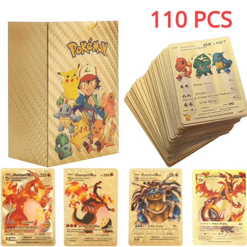 110 ชิ้น - Ingers Gold Cardbox VAMX GX ปิกาจู Mewtwo Charizard Rare Series Battle Coach