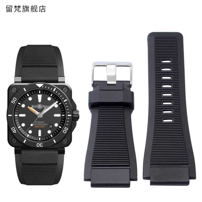 Suitable For Silicone Rubber Strap Men's Bell Ross Br001 Br003 Convex Bracelet 24Mm