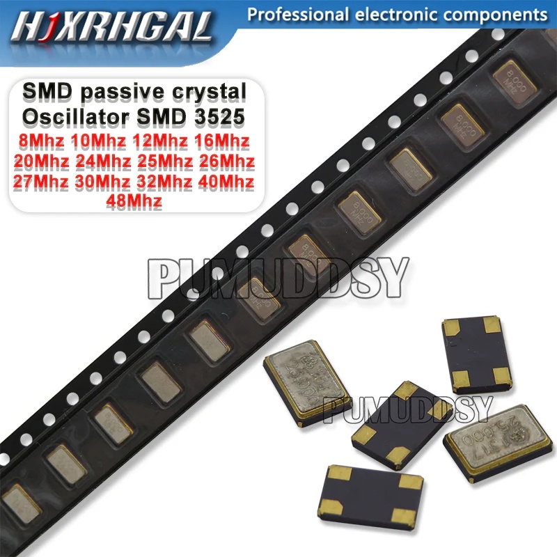 คริสตัลออสซิลเลเตอร์ SMD 3225 SMD 8Mhz 10Mhz 12Mhz 16Mhz 20Mhz 24Mhz 26Mhz 30Mhz 32Mhz 40Mhz 48Mhz 8