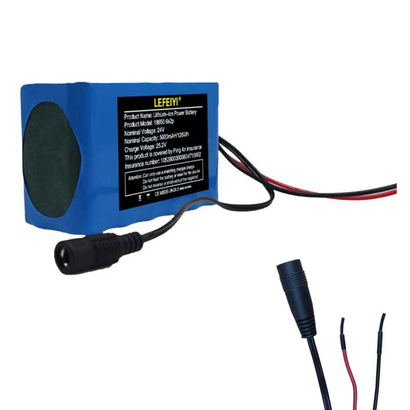 6S2p 24V 5Ah 18650 แบตเตอรี่ลิเธียม 25.2V 5000Mah สำหรับจักรยานไฟฟ้า + ชาร์จ