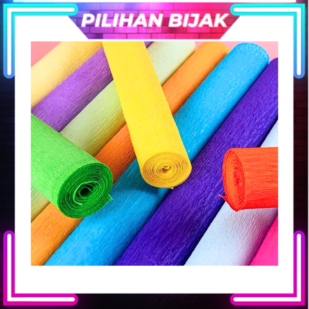5RL (50 x 250 ซม.) สีเครปม้วนกระดาษ DIY ดอกไม้ทํางานแต่งงานวันเกิด Bedor Crinkled กระดาษ Kertas Warn