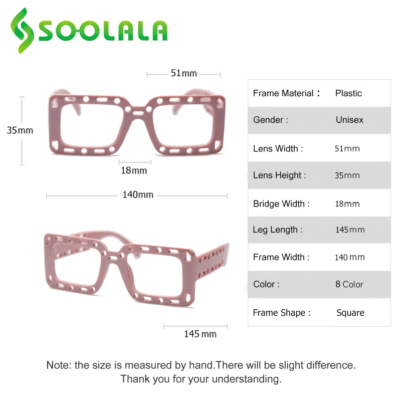 Soolala แว่นตาอ่านหนังสือ ทรงสี่เหลี่ยมผืนผ้า ฉลุลาย ป้องกันแสงสีฟ้า กรอบแว่นอ่านหนังสือ สายตายาว เกรดหญิง ผู้ชาย