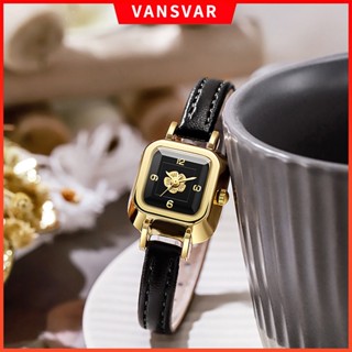 Ins นาฬิกาข้อมือควอตซ์แฟชั่น สายหนัง ลายดอกไม้ ขนาดเล็ก สําห…