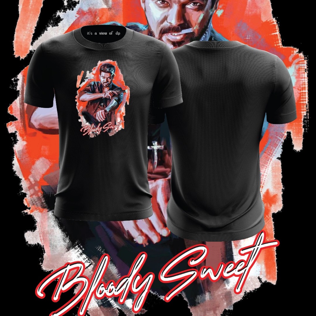 เสื้อยืด LEO Vijay 100% Premium Man Premium LCU THALAPATHY VIJAY BLOODY SWEET
