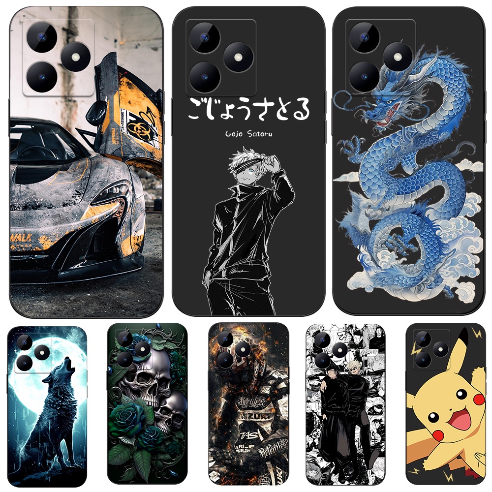 สําหรับ realme C53 C51 กรณีฝาครอบโทรศัพท ์ ด ้ านหลังป ้ องกันซิลิโคนนุ ่ มสีดํา Tpu สไตล ์ Cool รูปแบบรถ