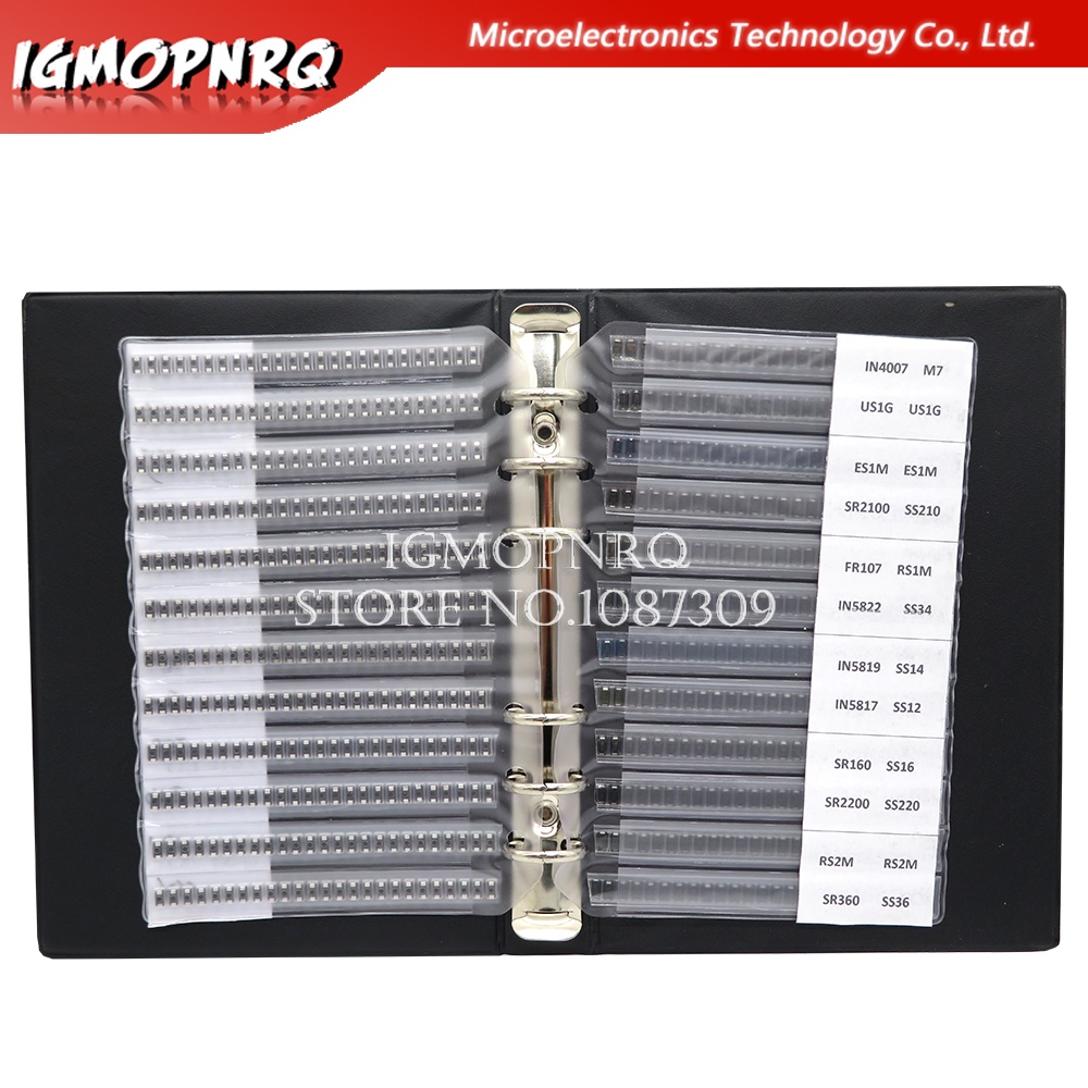 33 ค่า 825PCS 1650PCS SMA Rectifier Diode ตัวอย่างหนังสือ Assortment Kit SF18 1N5824 1N4007 SS220 RS